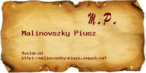Malinovszky Piusz névjegykártya